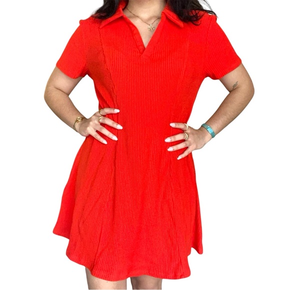 H&M Divided Bold Red Ribbed Dress - Picture 7 of 7